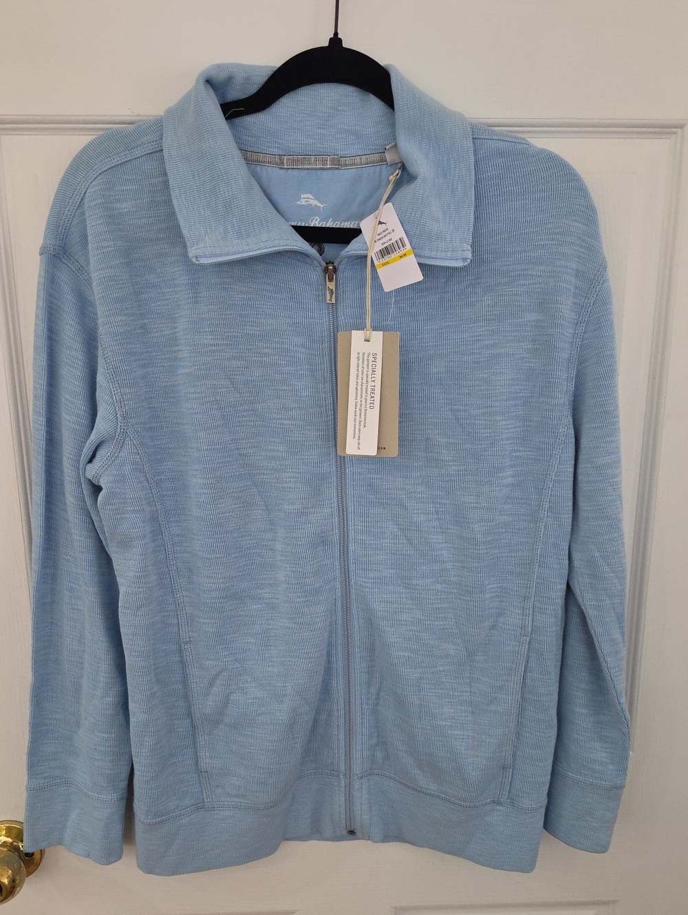 Tommy Bahama Women Tobago Bay Full Zip Light Blue Bomber Jacket Size M